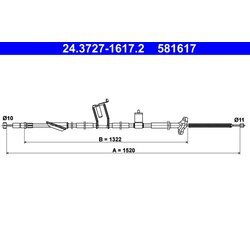 Ťažné lanko parkovacej brzdy ATE 24.3727-1617.2