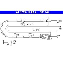 Ťažné lanko parkovacej brzdy ATE 24.3727-1749.2