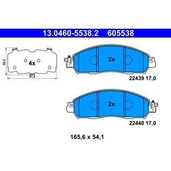 Sada brzdových platničiek kotúčovej brzdy ATE 13.0460-5538.2
