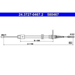 Ťažné lanko parkovacej brzdy ATE 24.3727-0467.2