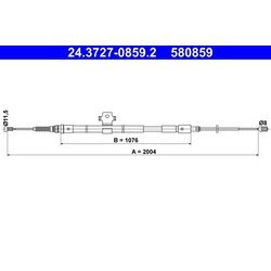 Ťažné lanko parkovacej brzdy ATE 24.3727-0859.2