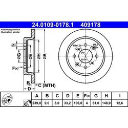 Brzdový kotúč ATE 24.0109-0178.1