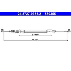 Ťažné lanko parkovacej brzdy ATE 24.3727-0355.2