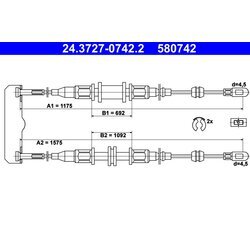 Ťažné lanko parkovacej brzdy ATE 24.3727-0742.2