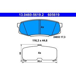 Sada brzdových platničiek kotúčovej brzdy ATE 13.0460-5619.2