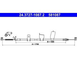 Ťažné lanko parkovacej brzdy ATE 24.3727-1087.2