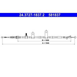 Ťažné lanko parkovacej brzdy ATE 24.3727-1837.2