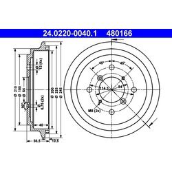 Brzdový bubon ATE 24.0220-0040.1