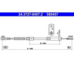 Ťažné lanko parkovacej brzdy ATE 24.3727-0457.2
