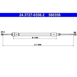Ťažné lanko parkovacej brzdy ATE 24.3727-0356.2