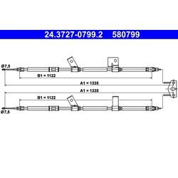 Ťažné lanko parkovacej brzdy ATE 24.3727-0799.2
