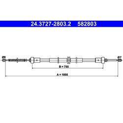 Ťažné lanko parkovacej brzdy ATE 24.3727-2803.2