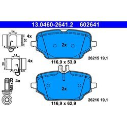 Sada brzdových platničiek kotúčovej brzdy ATE 13.0460-2641.2