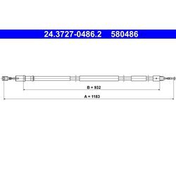Ťažné lanko parkovacej brzdy ATE 24.3727-0486.2