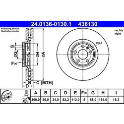 Brzdový kotúč ATE 24.0136-0130.1