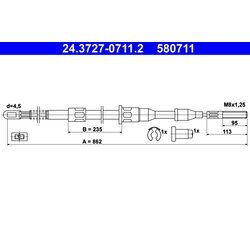 Ťažné lanko parkovacej brzdy ATE 24.3727-0711.2
