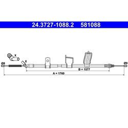 Ťažné lanko parkovacej brzdy ATE 24.3727-1088.2