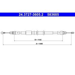 Ťažné lanko parkovacej brzdy ATE 24.3727-3605.2