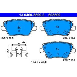 Sada brzdových platničiek kotúčovej brzdy ATE 13.0460-5509.2