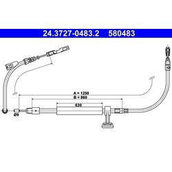 Ťažné lanko parkovacej brzdy ATE 24.3727-0483.2