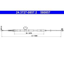 Ťažné lanko parkovacej brzdy ATE 24.3727-0857.2