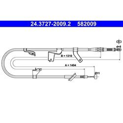 Ťažné lanko parkovacej brzdy ATE 24.3727-2009.2