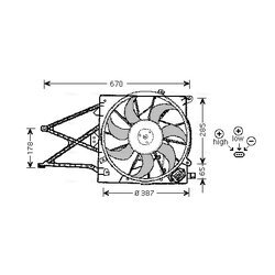 Ventilátor chladenia motora AVA QUALITY COOLING OL7509