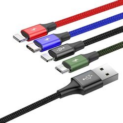 Baseus USB Kábel 4v1 čierny, 1xUSB-C, 2x Lightning, 1xmicro 3,5A 1.2m BASEUS - obr. 1