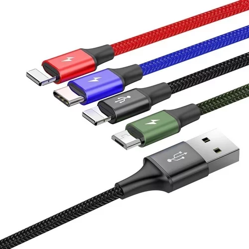 Baseus USB Kábel 4v1 čierny, 1xUSB-C, 2x Lightning, 1xmicro 3,5A 1.2m - obr. 1