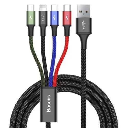 USB kábel Baseus Fast 4v1 Lightning / micro 3,5A 1,2 m čierny