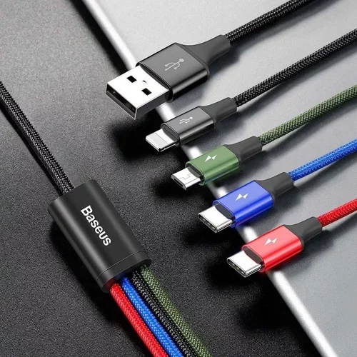 USB kábel Baseus Fast 4v1 Lightning / micro 3,5A 1,2 m čierny - obr. 5