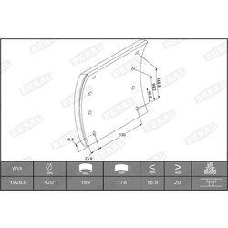 Sada brzd. oblož., Bubn. brzda BERAL KBL19283.0-1686