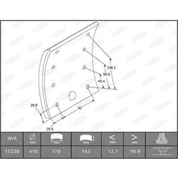 Sada brzd. oblož., Bubn. brzda BERAL KBL17238.9-1561