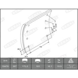 Sada brzd. oblož., Bubn. brzda BERAL KBL19479.0-1561