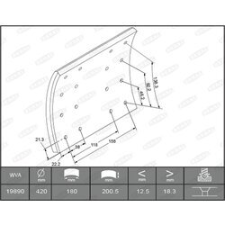 Sada brzd. oblož., Bubn. brzda BERAL KBL19890.0-1616