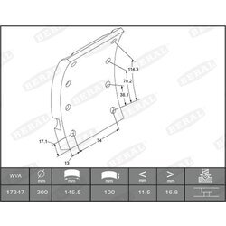 Sada brzd. oblož., Bubn. brzda BERAL 1734719000015618