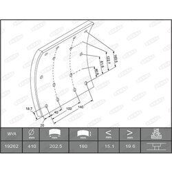 Sada brzd. oblož., Bubn. brzda BERAL KBL19262.0-1637