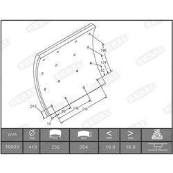 Sada brzd. oblož., Bubn. brzda BERAL KBL19933.0-1637