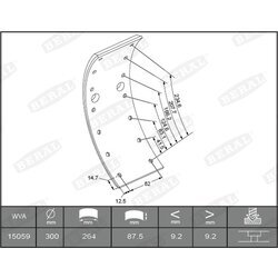Sada brzd. oblož., Bubn. brzda BERAL KBL15059.0-1561