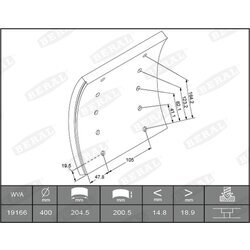 Sada brzd. oblož., Bubn. brzda BERAL KBL19166.0-1517 - obr. 1