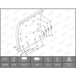 Sada brzd. oblož., Bubn. brzda BERAL KBL19262.0-1637 - obr. 1