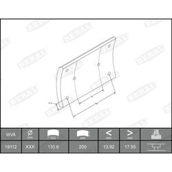 Sada brzd. oblož., Bubn. brzda BERAL KBL19505.0-1561