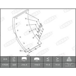 Sada brzd. oblož., Bubn. brzda BERAL KBL17635.0-1560