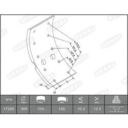 Sada brzd. oblož., Bubn. brzda BERAL KBL17280.2-1561