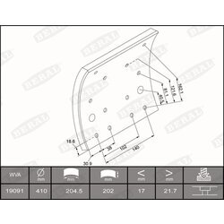 Sada brzd. oblož., Bubn. brzda BERAL KBL19091.0-1637