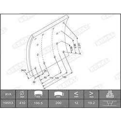 Sada brzd. oblož., Bubn. brzda BERAL KBL19716.0-1642