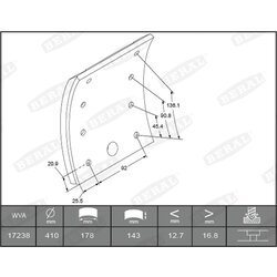 Sada brzd. oblož., Bubn. brzda BERAL KBL17238.1-1561