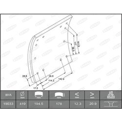 Sada brzd. oblož., Bubn. brzda BERAL KBL19030.0-1631
