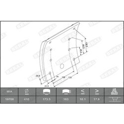 Sada brzd. oblož., Bubn. brzda BERAL KBL19579.1-1616 - obr. 1