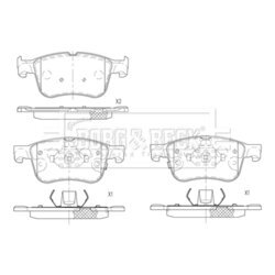 Sada brzdových platničiek kotúčovej brzdy BORG & BECK BBP2844 - obr. 1